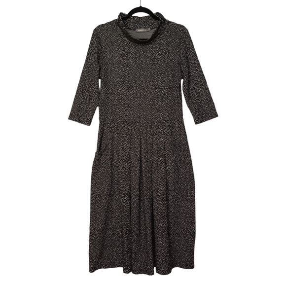 ALEMBIKA Gray Marled Multi Print Midi A-Line Gray Black Cowl Modest Dress 2 XS - Picture 4 of 7